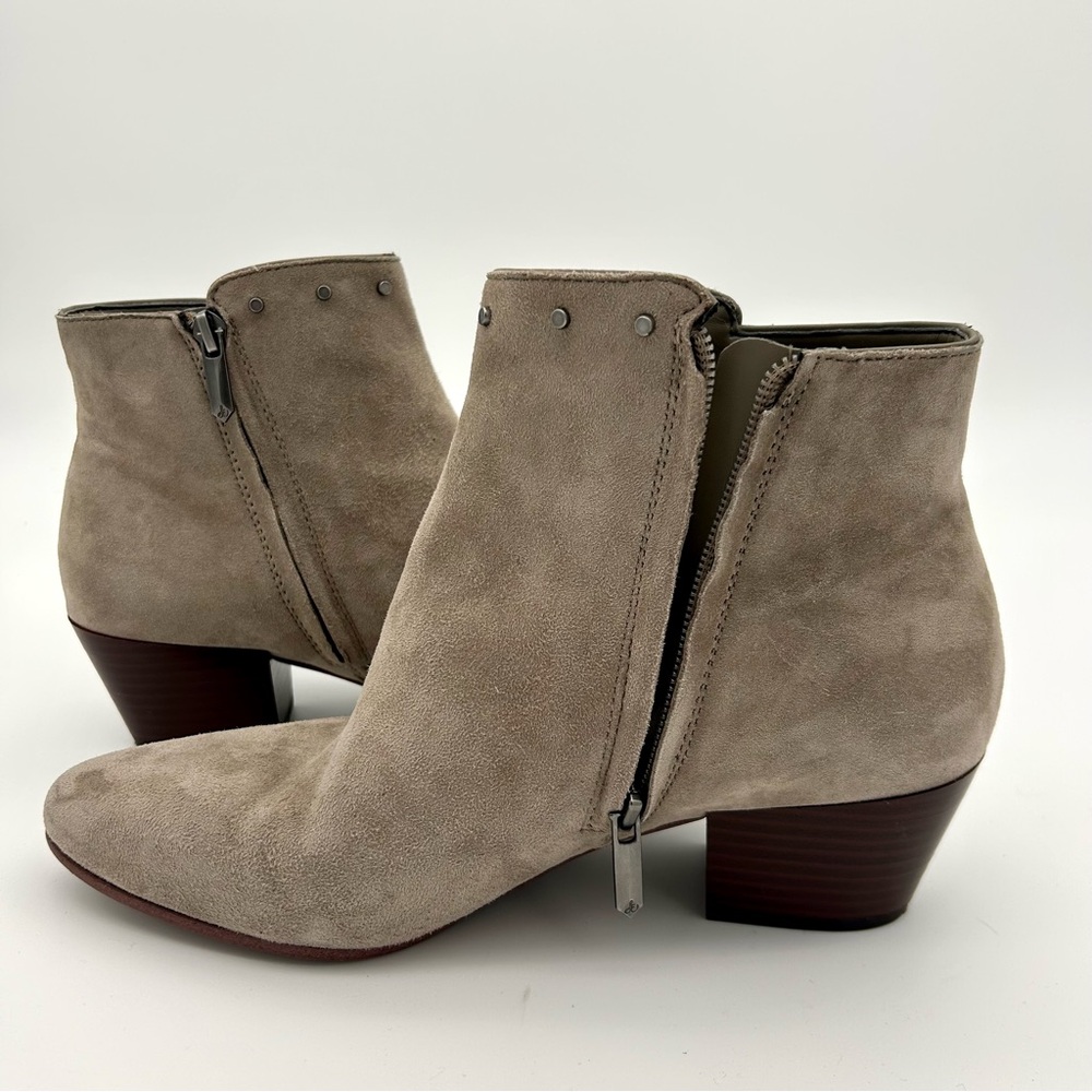 Sam Edelman - Women's Studded Fringe Suede Ankle Boots/ Thick Heels/ Bootie - Picture 6 of 16